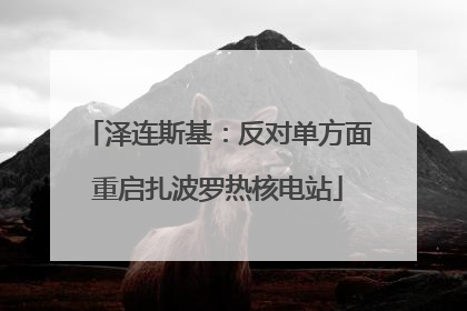 泽连斯基：反对单方面重启扎波罗热核电站